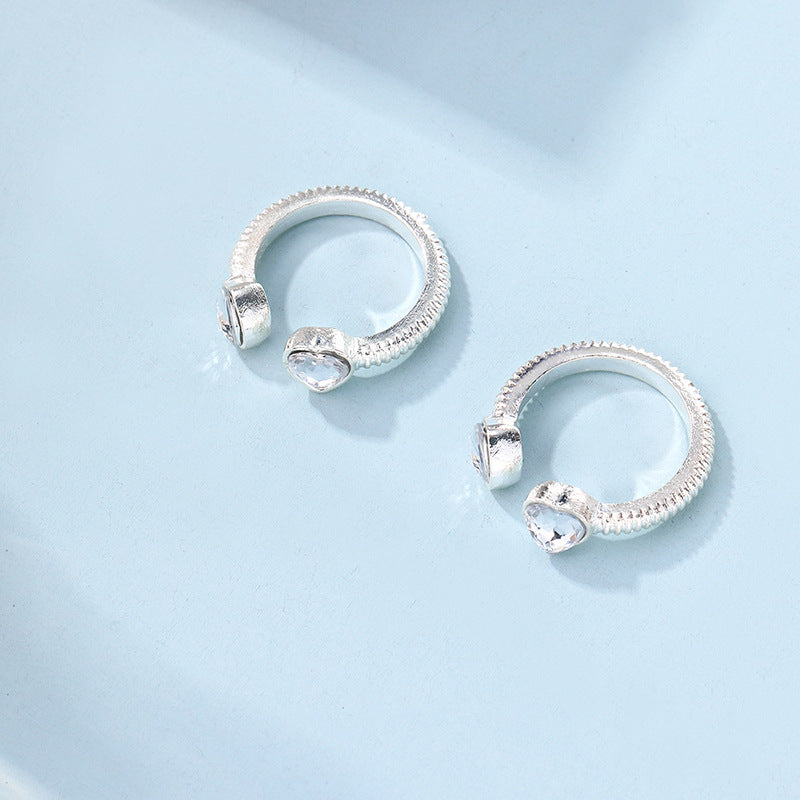 Open ring wholesale european and american cross-border jewelry women's stylish alloy niche high-end love diamond-encrusted couple rings