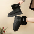 autumn new fleece-lined fluffy trim platform chunky sole snow boots women's korean style round toe warm export plus size women's boots