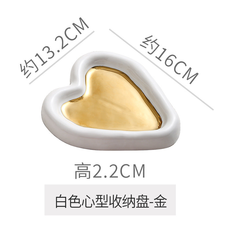 Instagram-worthy photo prop tray, heart-shaped personalized jewelry storage dish, electroplated glossy high-end jewelry display plate