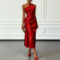 european and american cross-border women's fashion: new high-end, light luxury, pleated, waist-cinching evening gown dress for women