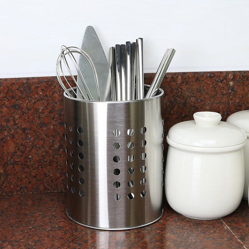 Stainless steel chopstick tube, kitchen gadgets, tableware, chopstick cage, knife, fork, scissor clip, hollow drain storage tube