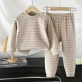 Kids home wear suitfall and winter boys autumn clothes and long pants children's german velvet pajamas girl bottomheattechintimates