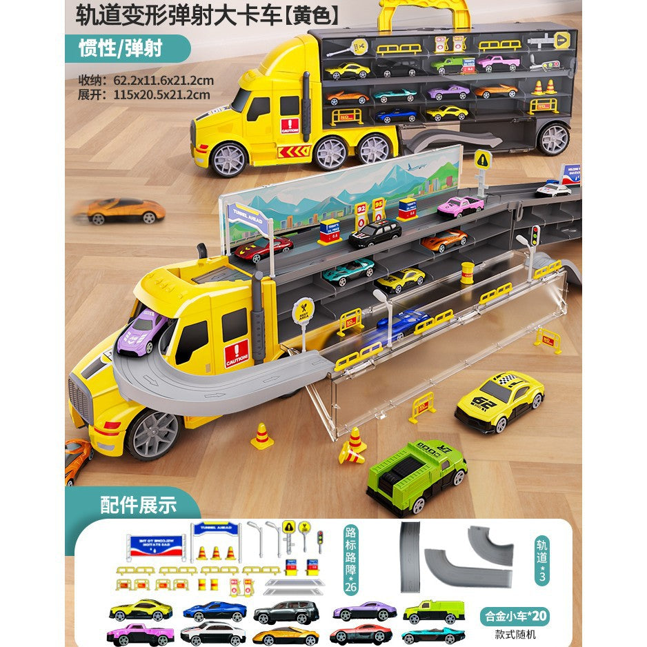 Kids' track car toy - foldable ejection storage car track parking lot - educational toy for 3-6 year old boys - birthday gift