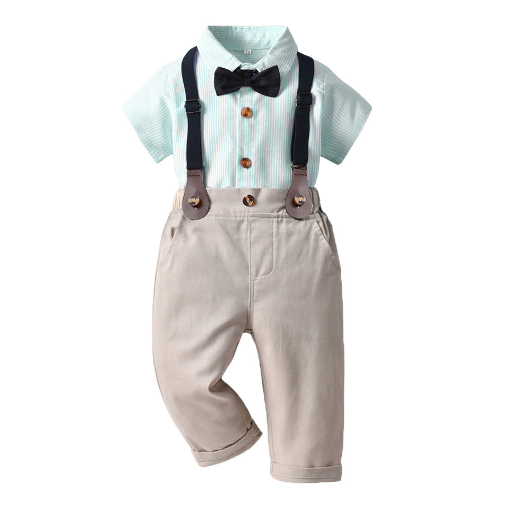 K-style children's clothing summernew arrival boys shirt gentleman suit overalls children's day performance clothes boys birthday dress