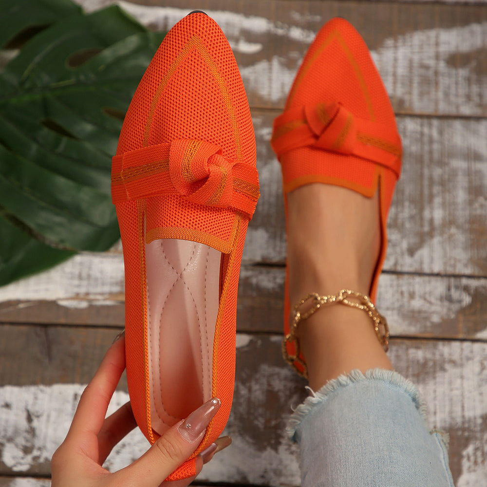 New  spring pointed-toe flat shoes - plus size fashion flyknit slip-on casual women's shoes for cross-border e-commerce
