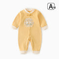 Baby fall and winter cotton chinese style chinese style one-piece khaki newborn baby crawling clothes outing clothes bag butt clothes
