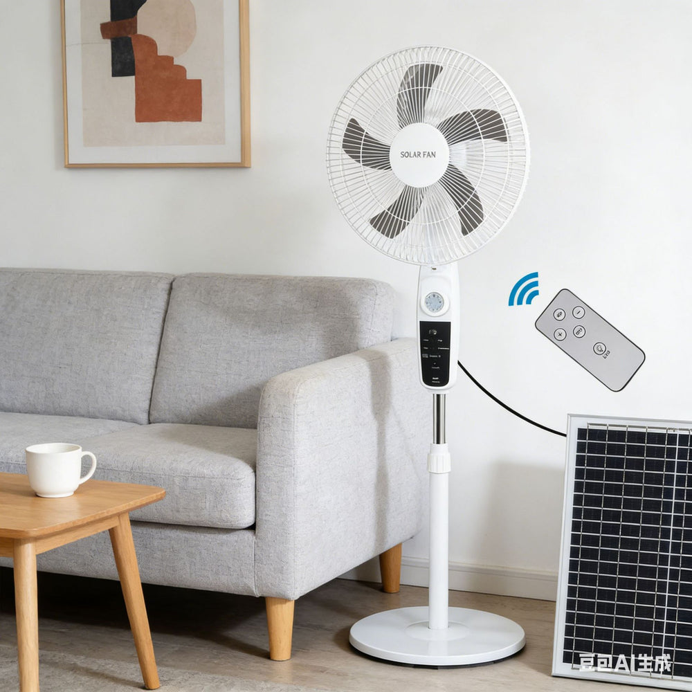 multifunctional solar charging floor fan - solar fan for home, outdoor use, solar electric fan with night light
