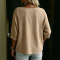 pastoral style linen doll tops side embroiderv neck three-quarter puff sleeves looseslimming lookshirt