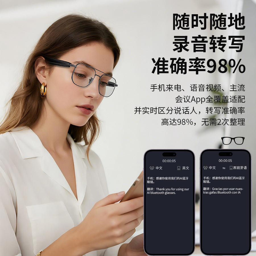 Hyundai modern sg19pro bluetooth smart ai translation glasses simultaneous interpretation real-time uv protection listening to music
