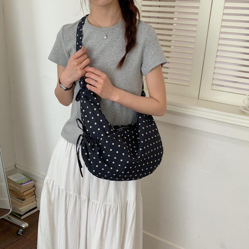 K-style 2026new arrivalcasualeasiest for match dumpling bag women's bag work clothing shoulder bag polka dotfashionsweet crossbody bag