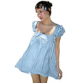 European and american women's clothing  spring new french court sweet girly style square neck puff sleeve loose dress
