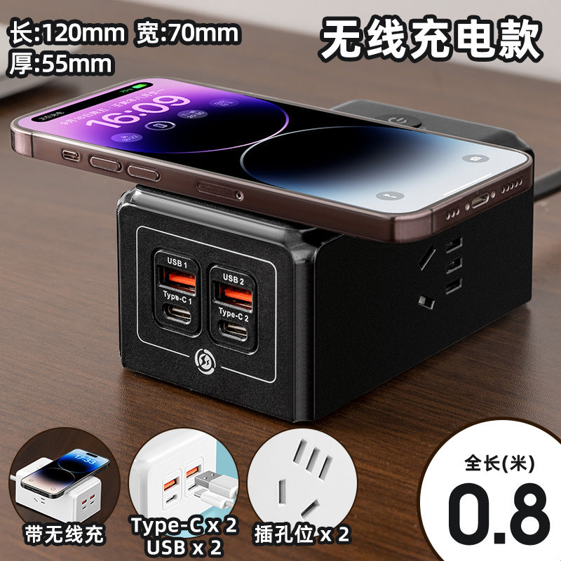 60w wireless phone charging socket panel multifunctional with usb fast charging power strip home dormitory power strip