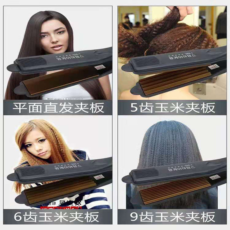 popular curling iron corn splint fluffy bangs non-damaging dual-purpose hair straightener high skull top perm clip portable