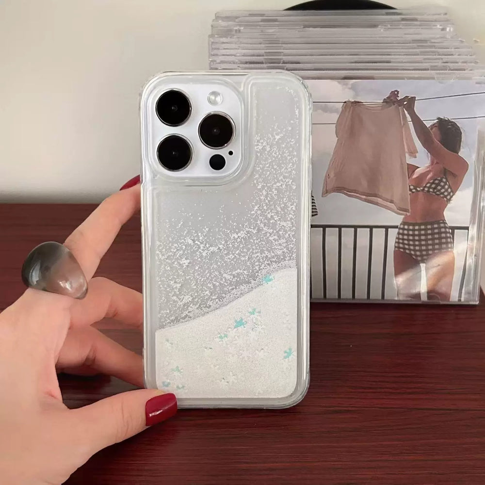 Dynamic snowflake star quicksand case for iphone 18, apple 17 pro max transparent protective cover 16