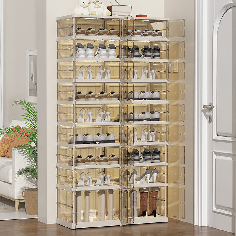 Foldable shoe box transparent no-assembly shoe cabinet shoe organizer shoe rack home entrance essential multi-layer simple space-saving