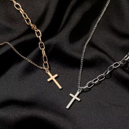 European and american cross-border new asymmetrical cross pendant necklace - unique, chic, minimalist, and versatile necklace for women