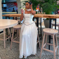 European and american women's clothing  summer new sweet and fresh u-neck high-waisted slimming a-line maxi dress