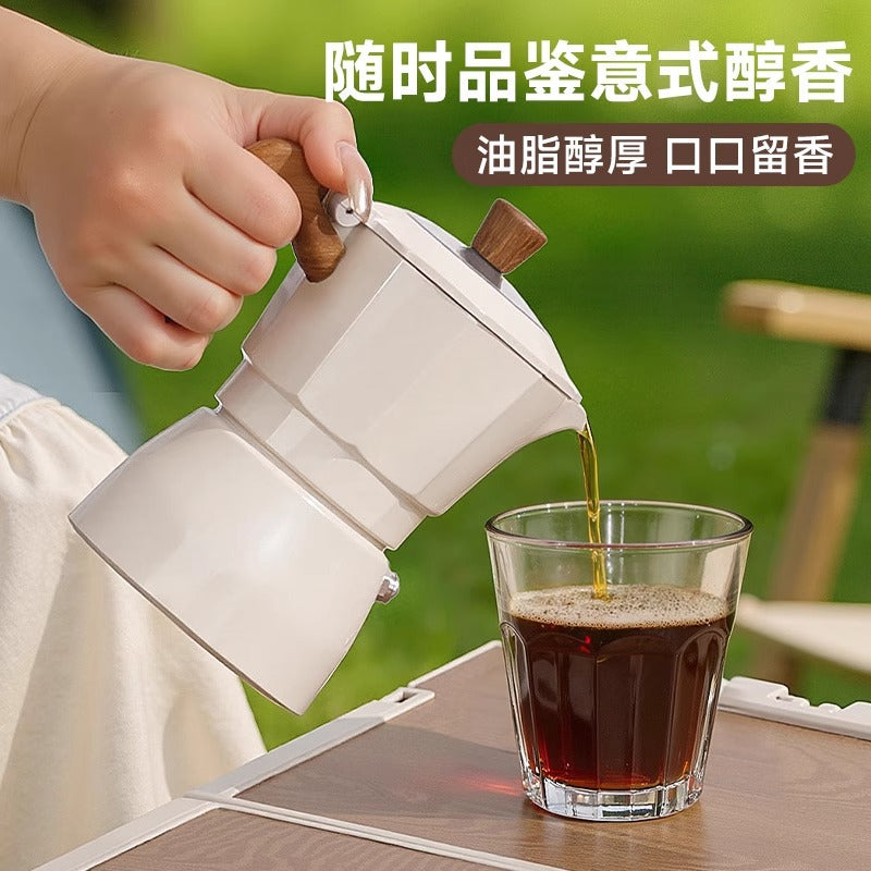Pure titanium coated double valve moka potfor home coffee pot outdoor portable coffee utensils coffee suit gift brewing