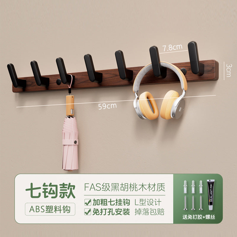 Walnut door back hook strong adhesive punch-free strong load-bearing storage rack hook entrance clothes hanger storage