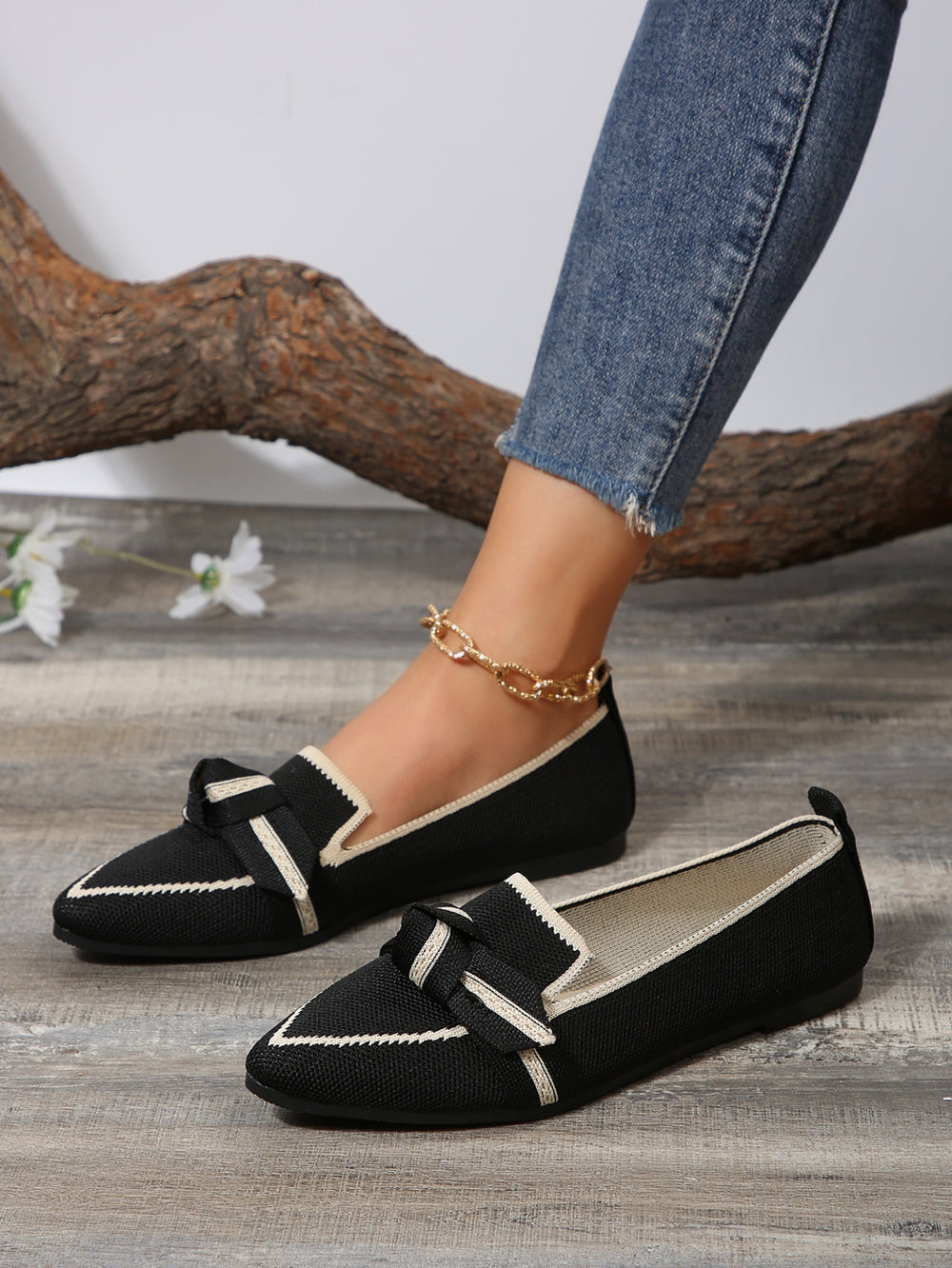New  spring pointed-toe flat shoes - plus size fashion flyknit slip-on casual women's shoes for cross-border e-commerce
