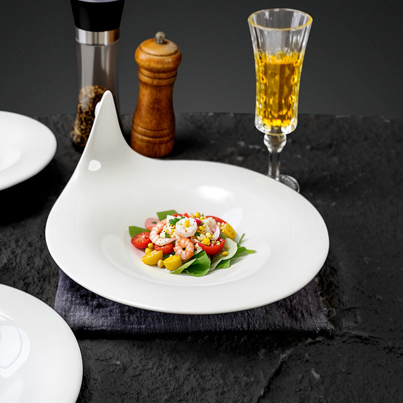 Minimalist high-end irregular ceramic dinnerware - unique solid color dessert plates for restaurants, hotels, and catering - pastry plates