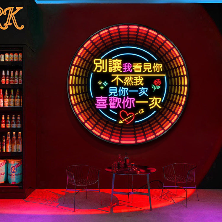 Luminous neon light text bar wall decoration painting KTV box led hanging painting singing and dancing restaurant clear bar nightclub painting