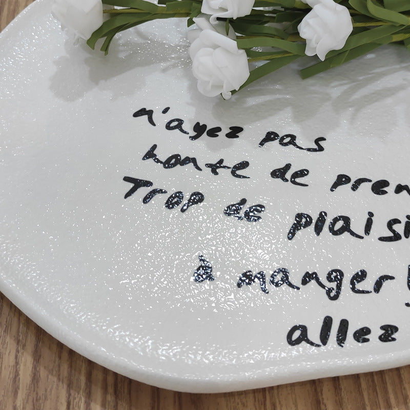 Stylishasymmetrical ceramic tray restaurant hotel casual style food plate high-looking breakfast plate photo props