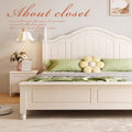 Nordic white cream solid wood bed - modern minimalist 1.8m double bed for master bedroom, 1.2m single bed with storage, wedding bed