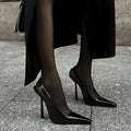 2026 spring pointed-toe stiletto patent leather heeled sandals - women's european & american sexy open-back slingback, versatile, slimming, and perfect for work