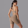 Nude brushed nylon tight-fitting yoga clothes, zero-sense suspenders, beautiful back, hip-lifting sports suit, running and fitness two-piece set