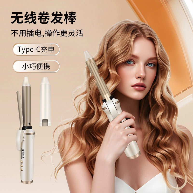 Cross-border new wireless curling iron, straight curling dual-purpose, no hair damage, household multi-function charging, portable, automatic splint