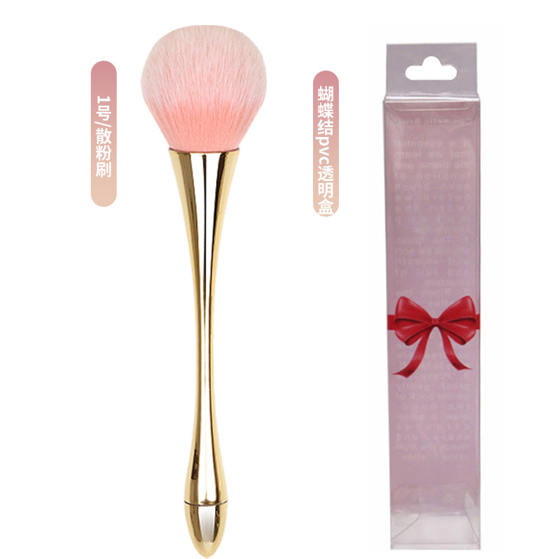 Su jilian golden electroplated small waist makeup brush large fluffy bristles single setting powder blush makeup brush
