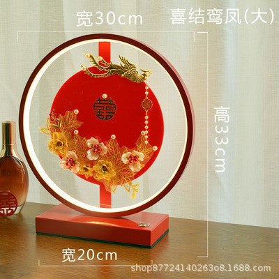 Red festive wedding table lamp bedroom bedside lamp wedding room everlasting light gift wedding creative led warm romantic