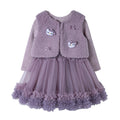 【in stock】girls' outfit  winter new arrival: hello kitty plush vest & fleece tulle skirt sweet princess two-piece set