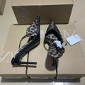 Za2024 autumn/winter new leopard print back strap high heel sandals - european & american style, everyday versatile women's sandals