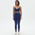 New arrival cross-border seamless pure color tight sexy sling beautiful back yoga suit sports running fitness two-piece set
