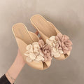 Baotou half slippers for women outwear2025 spring and summer new arrivalfashion flower fairy style with skirt flats sandals