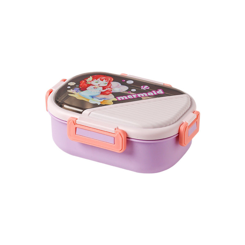 304 stainless steel divided lunch box - cartoon design, microwaveable, airtight food container for students