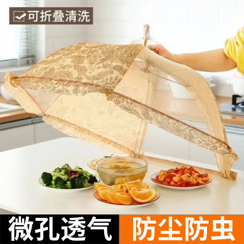 New foldable food cover for home use - multi-purpose tabletop lid for leftovers, multi-layer design, mosquito and fly protection