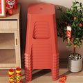 Red plastic stool extra thick living room cooked rubber adult high stool durable non-slip casual dining table thickened stacking dining chair