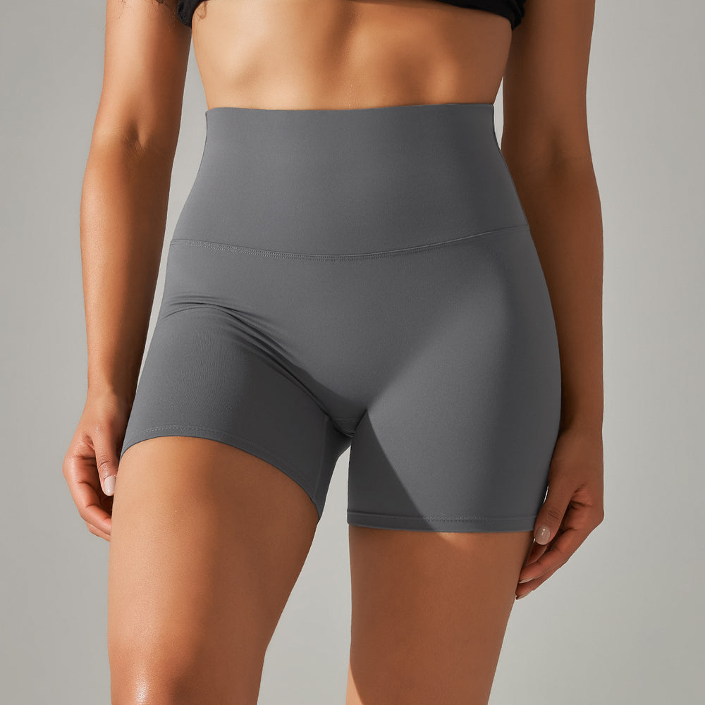 New arrival no awkward line nude high waist yoga pants women's double-sided brushed peach butt tight sports three-quarter pants
