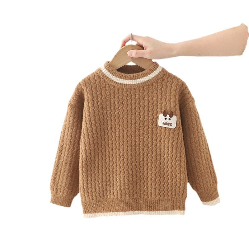 Kids' sweater  autumn/winter new collection: fleece-lined, extra thick knitwear for boys and girls