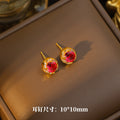 [titanium steel] necklace female internet celebrity red zircon geometric niche fashion design pendant elegant suit titanium steel necklace