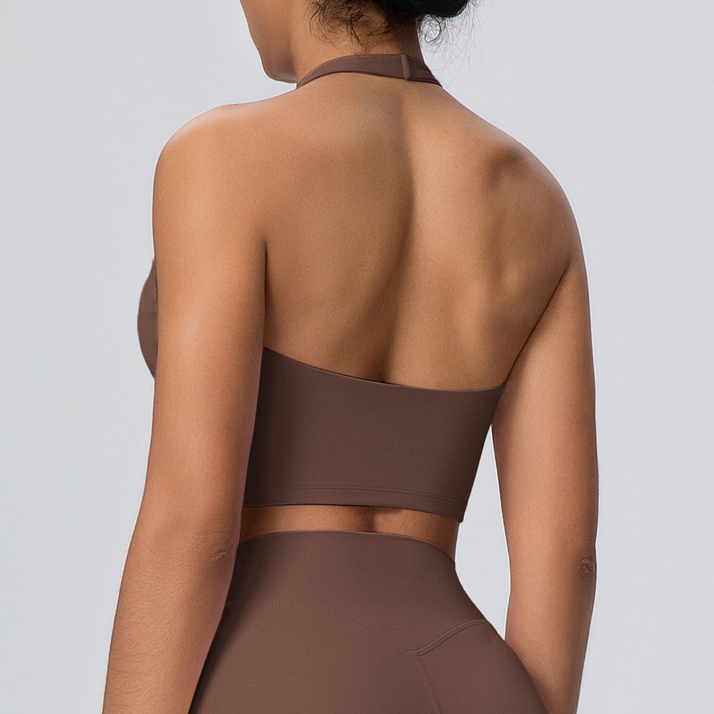 New arrival cross-border beautiful back halterintimates yoga bra bubble wrap running fitness vest halter suspender yoga clothes for women