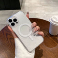 Transparent fine hole magnetic suction shell suitable for apple 16 mobile phone case all-inclusive acrylic iphone15promax protective cover