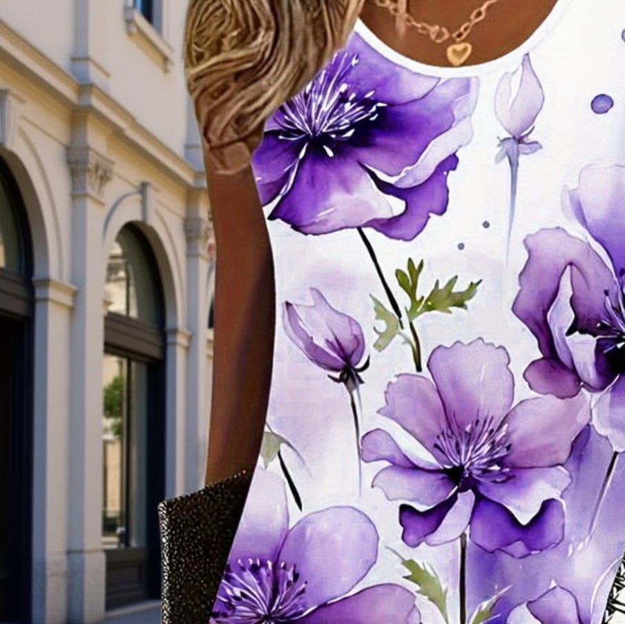 wholesale women's short-sleeved dresses, fashionable women's dresses for spring, summer, and autumn, new cross-border printed designs