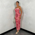 Amazon cross-border sexy printed lace slim-fit long tank dress - cross-border exclusive, ready stock, fully certified