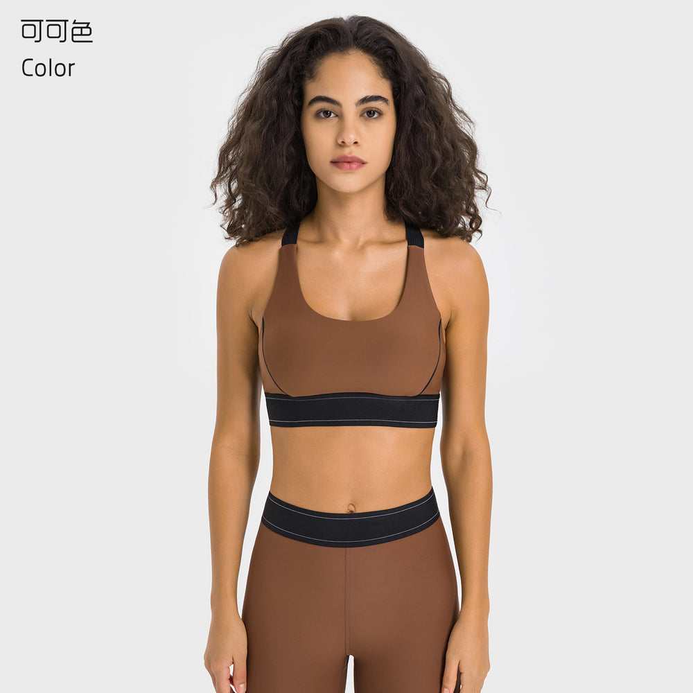 New color block adjustable strap sports bra - high impact, shockproof, push-up training bra - model dw346