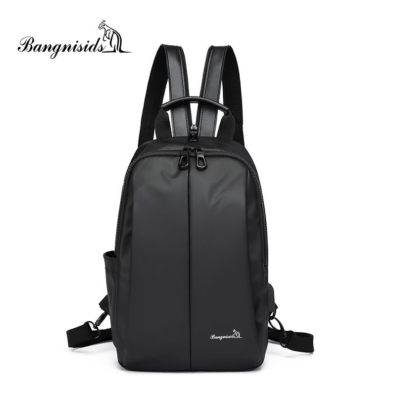 Spring messenger bag new, men's breast bag fashionable casual oblique backpack waterproof leather film small satchel versatile breast bag