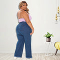 21828 european and american cross-border women's spring new embroidered washed sexy denim jeans  new plus size